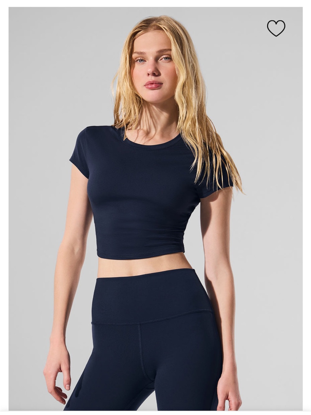 Alo Yoga Alosoft Crop Finesse Short Sleeve Tee Medium Euc Navy View 3